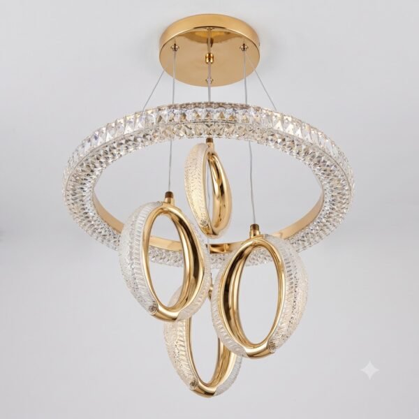 003A93EA-7116-4105-9B8E-BA8FBE6C0AD8 Celeste Halo Gold & K9 Crystal Ring Chandelier