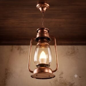 Rustic Lantern Antique Copper LED Hanging Pendant Light