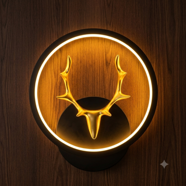 0D14BF49-3282-4613-AD0D-23411082C86B Royal Golden Antler Ring LED Wall Light