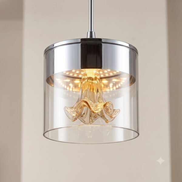 1pcs glss hanging Modern Chrome & Amber Floral Glass Hanging Lamp