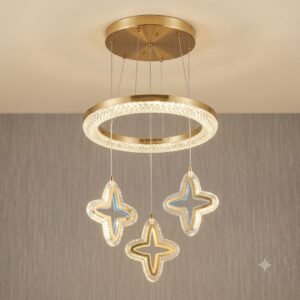 Starlight Halo Brushed Gold & Crystal Star Chandelier