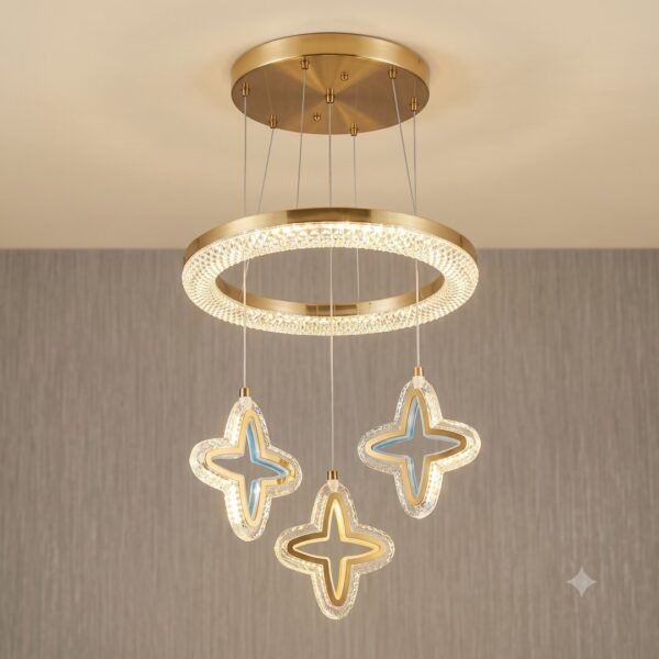 353C33A3-C7FE-4951-AE28-133BD24B779B Starlight Halo Brushed Gold & Crystal Star Chandelier