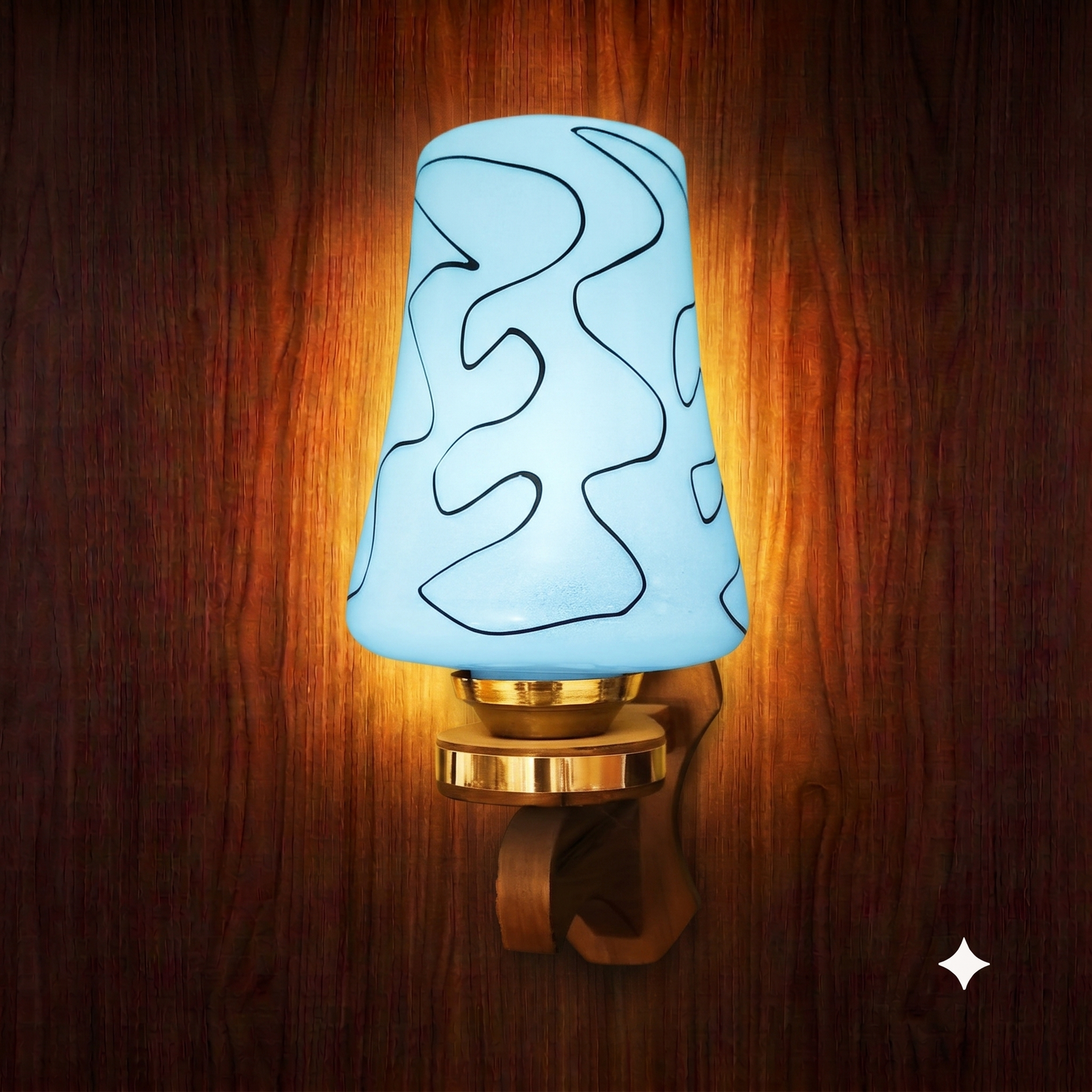 3D45473F-9D59-48AB-BB9D-13D4E031E9FE Wooden Base Glass Wall Light