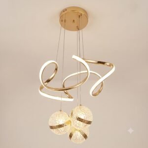 3pcs led hanging Lights Celestial 3-Globe & Wave Gold LED Chandelier