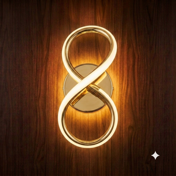 489C8672-42A1-4649-A543-2D3340AC3AE9 Infinity Loop Modern Gold LED Wall Sconce