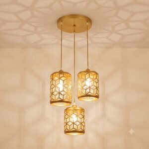 Modern Brass Cylinder Lattice 3-in-1 Hanging Lamp
