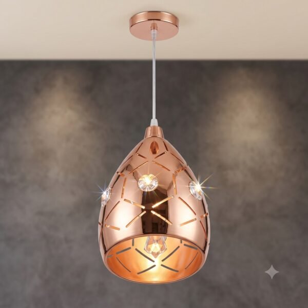 65B43E38-568B-43A5-96D4-A9ED386B0FEA Rose Gold Crystal Teardrop Pendant Light