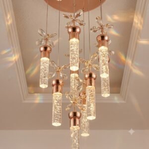 9 lights led hanging lights Royal Rose Gold 9-Light Crystal Butterfly Hanging Light