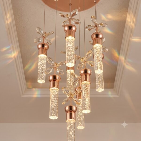 9 lights led hanging lights Royal Rose Gold 9-Light Crystal Butterfly Hanging Light