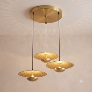 Solaria Radiance 3-Light Brass Lotus Pendant Chandelier