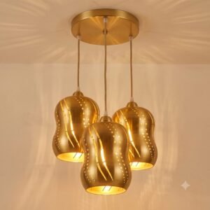 Modern Brushed Gold 3-in-1 Cutout Metal Hanging Light