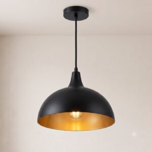 Aura Industrial 10-Inch Metal Dome Hanging Lamp with E27 Base