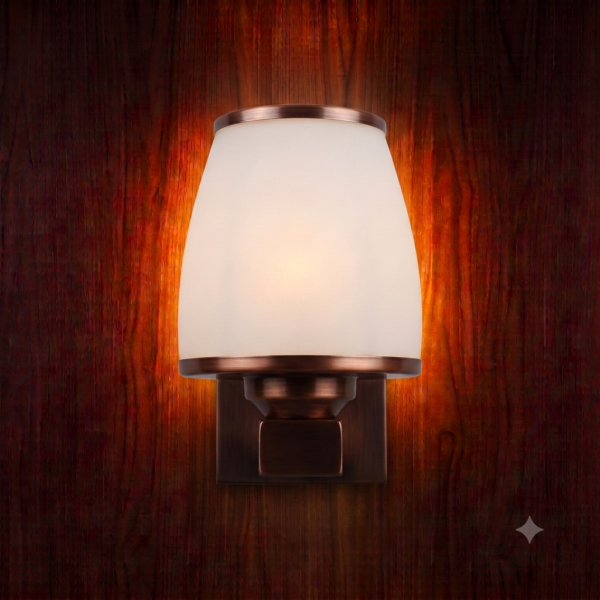 Antique Copper Frosted Glass E27 Wall Lamp