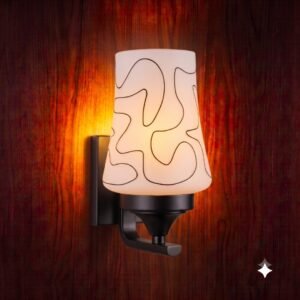 wall-lamps-online Metal Base Glass Shade E27 Holder Wall Lamp