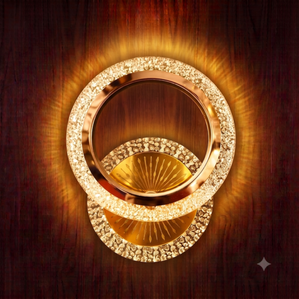 Modern Dual Ring Crystal LED Wall Lamp (3-Color Changing)