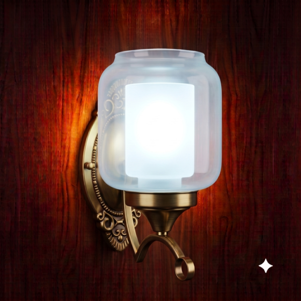 Antique Brass Glass Shade E27 Holder Wall Lamp
