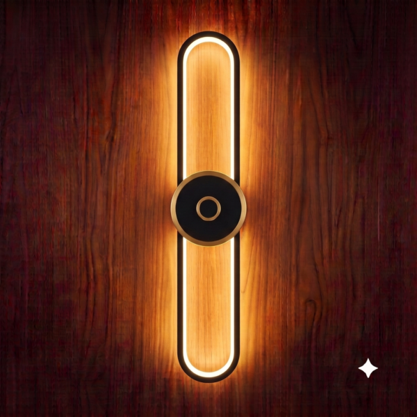 Modern Oval Strip LED Wall Lamp (Black & Gold)