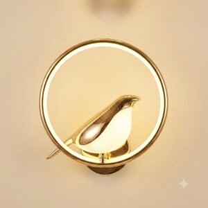 IMG_9469 Gold Bird Ring LED Wall Light (3-Color Modes)