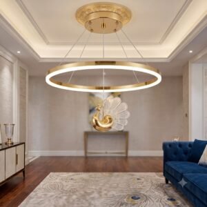 hanging Lights (2) Luxe Gold Peacock LED Ring Hanging Lamp