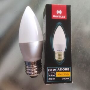 Havells Adore 2.8W E27 LED Candle Bulb (Warm White / 3000K).