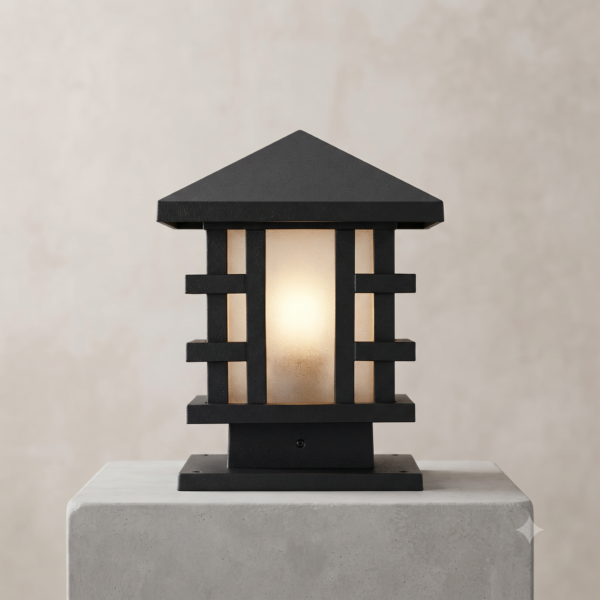 DB1A648E-68D9-43E6-BB3A-EC82AA114574 ZenGrid Matte Black Outdoor Pillar Light (Medium)