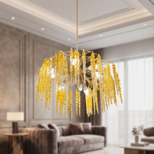 Artistic Amber Crystal Icicle Chandelier (500 mm, E14 Holder)