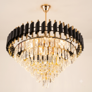 Grand Contemporary Dual-Tone Tiered Crystal Chandelier 800MM