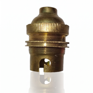 Vintage Solid Brass B22 Bayonet Lamp Holder with Shade Ring