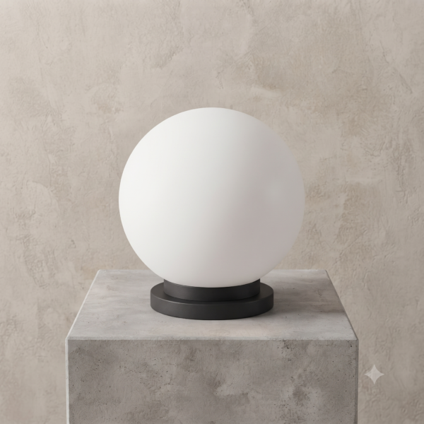 IMG_9765 Modern Minimalist Round Globe Gate Light (Black Base) 6' inch
